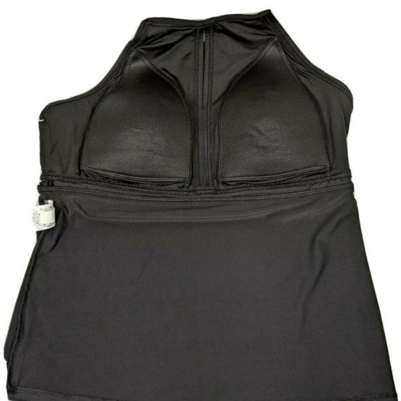 Lands End Plus Size Long Keyhole High Neck Modest Tankini Built In Bra Tall - Picture 6 of 12